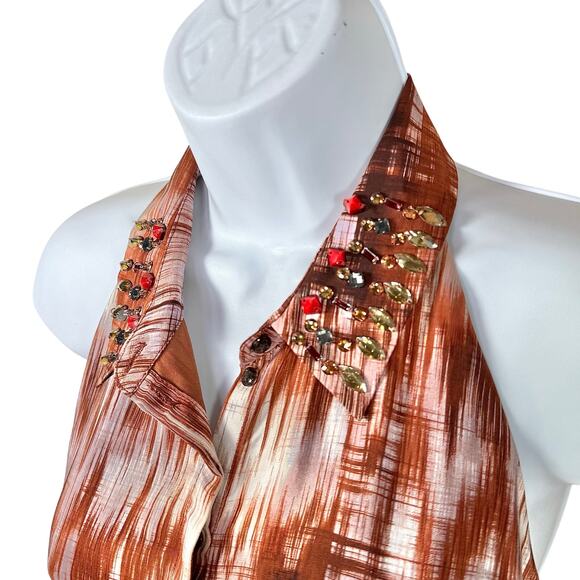 Elizabeth and James Molly Printed Open Back Sleeveless Halter Dress 8 NWOT - Picture 6 of 15